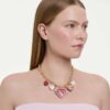 Collar Idyllia con cortes variados, corazón, llave, multicolor, chapado en tono dorado