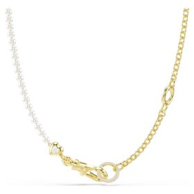 Collar Idyllia con perlas de cristal, blanco, chapado en tono dorado