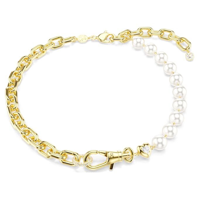 Collar Idyllia con perlas de cristal, blanco, chapado en tono dorado Collar Idyllia con perlas de cristal, blanco, chapado en tono dorado