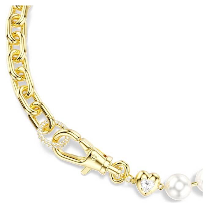 Collar Idyllia con perlas de cristal, blanco, chapado en tono dorado Collar Idyllia con perlas de cristal, blanco, chapado en tono dorado