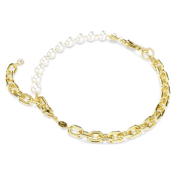 Collar Idyllia con perlas de cristal, blanco, chapado en tono dorado Collar Idyllia con perlas de cristal, blanco, chapado en tono dorado