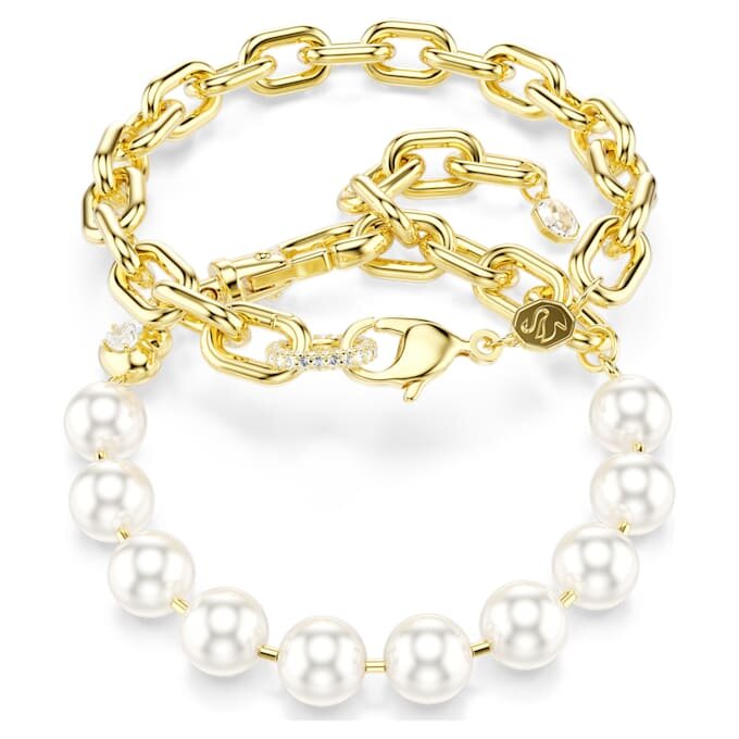 Collar Idyllia con perlas de cristal, blanco, chapado en tono dorado Collar Idyllia con perlas de cristal, blanco, chapado en tono dorado