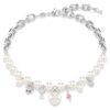 Collar Idyllia con perlas de cristal, cortes mixtos, blanco, chapado en rodio Collar Idyllia con perlas de cristal, cortes mixtos, blanco, chapado en rodio