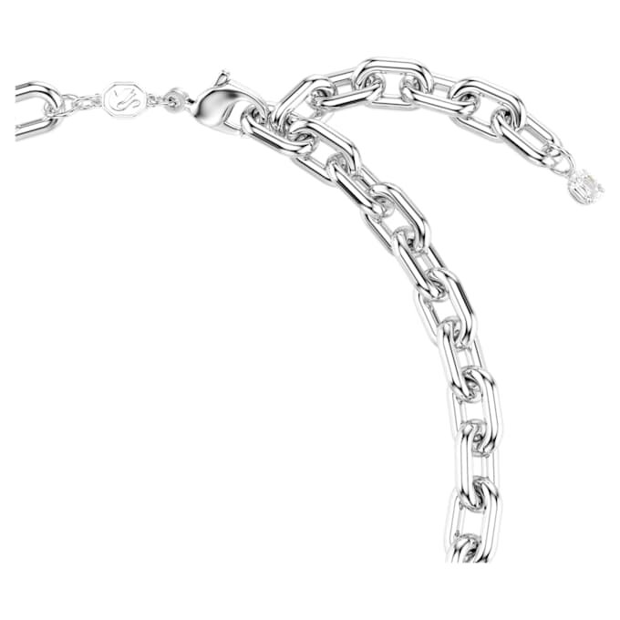 Collar Idyllia con perlas de cristal, cortes mixtos, blanco, chapado en rodio Collar Idyllia con perlas de cristal, cortes mixtos, blanco, chapado en rodio