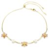 Collar Idyllia con perlas de cristal, cortes mixtos, forma de flor, multicolor, chapado en tono dorado Collar Idyllia con perlas de cristal, cortes mixtos, forma de flor, multicolor, chapado en tono dorado