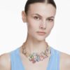 Collar Idyllia: cortes mixtos, pavé, flor, multicolor, chapado en tono dorado Collar Idyllia: cortes mixtos, pavé, flor, multicolor, chapado en tono dorado