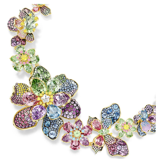 Collar Idyllia: cortes mixtos, pavé, flor, multicolor, chapado en tono dorado Collar Idyllia: cortes mixtos, pavé, flor, multicolor, chapado en tono dorado