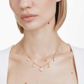 Collar Imber con cortes mixtos, blanco, chapado en tono dorado