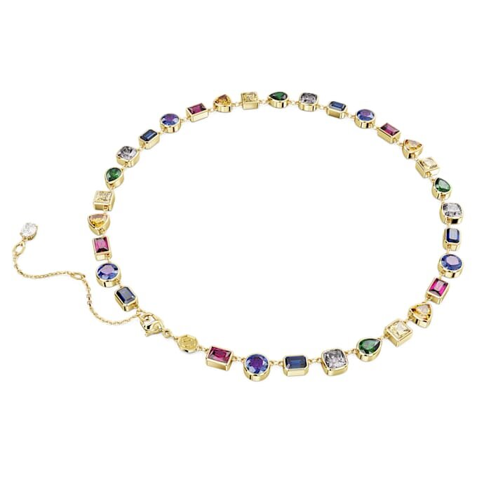 Collar Imber con cortes mixtos, multicolor, chapado en tono dorado Collar Imber con cortes mixtos, multicolor, chapado en tono dorado
