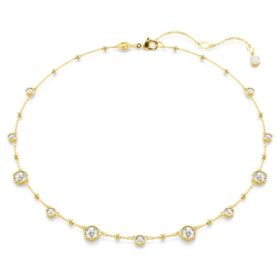Collar Imber de corte redondo, diseño disperso, blanco, chapado en tono dorado