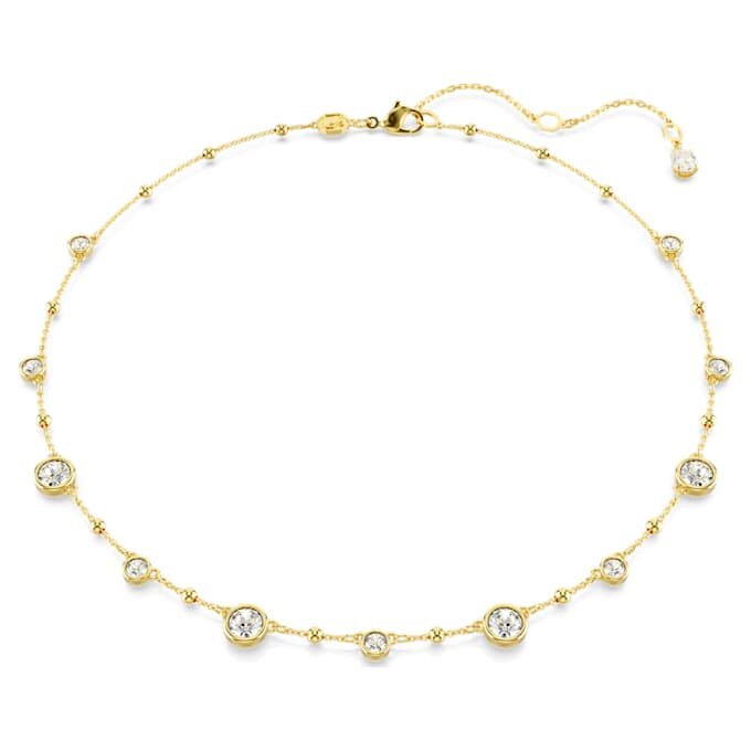 Collar Imber de corte redondo, diseño disperso, blanco, chapado en tono dorado Collar Imber de corte redondo, diseño disperso, blanco, chapado en tono dorado