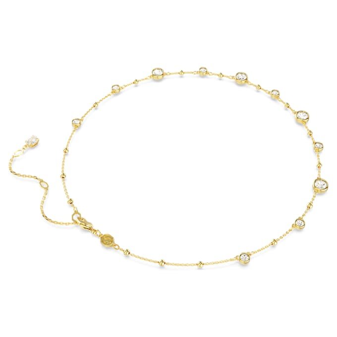 Collar Imber de corte redondo, diseño disperso, blanco, chapado en tono dorado Collar Imber de corte redondo, diseño disperso, blanco, chapado en tono dorado