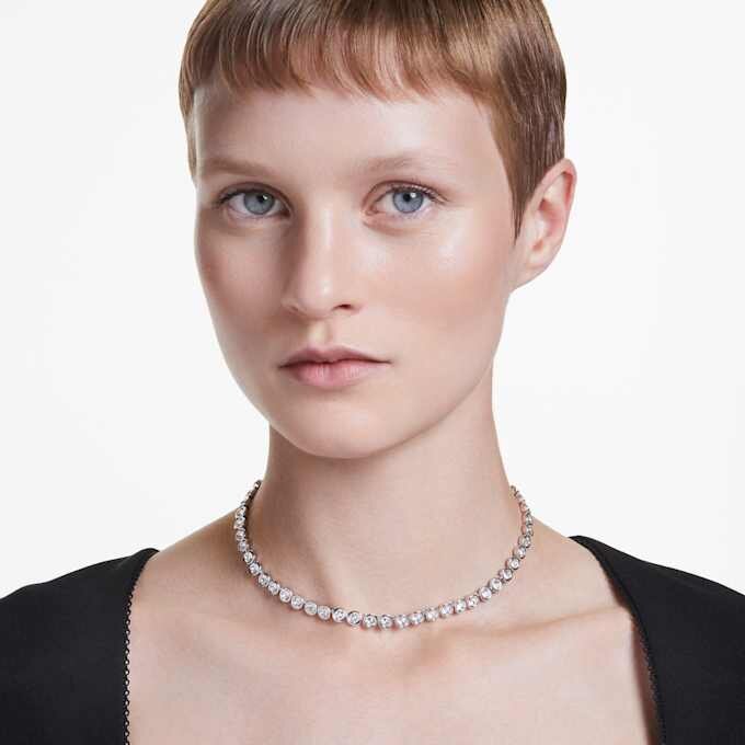 Collar Imber Tennis, corte redondo, blanco, chapado en rodio Collar Imber Tennis, corte redondo, blanco, chapado en rodio