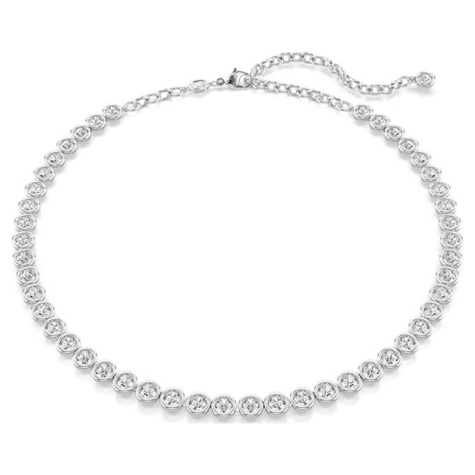 Collar Imber Tennis, corte redondo, blanco, chapado en rodio Collar Imber Tennis, corte redondo, blanco, chapado en rodio