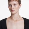 Collar Imber Y de corte redondo, blanco, chapado en tono dorado