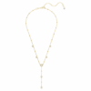 Collar Imber Y de corte redondo, blanco, chapado en tono dorado
