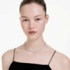 Collar Matrix con corte baguette, blanco, chapado en rodio