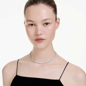 Collar Matrix con corte baguette, blanco, chapado en rodio