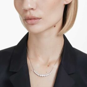 Collar Matrix con degradado de cortes redondos, blanco, chapado en rodio