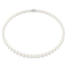 Collar Matrix con perlas de cristal, blanco, chapado en rodio