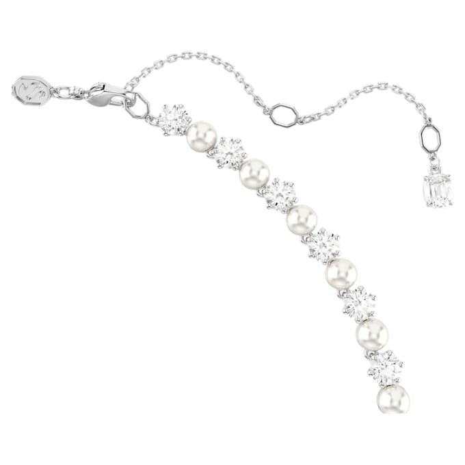 Collar Matrix Tennis con perlas de cristal, corte redondo, blanco, chapado en rodio Collar Matrix Tennis con perlas de cristal, corte redondo, blanco, chapado en rodio