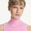 Collar Matrix Tennis con perlas de cristal, corte redondo, blanco, chapado en tono dorado Collar Matrix Tennis con perlas de cristal, corte redondo, blanco, chapado en tono dorado