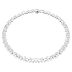 Collar Matrix Tennis, corte de pera, blanco, chapado en rodio