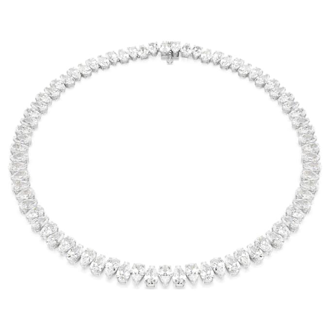 Collar Matrix Tennis, corte de pera, blanco, chapado en rodio Collar Matrix Tennis, corte de pera, blanco, chapado en rodio