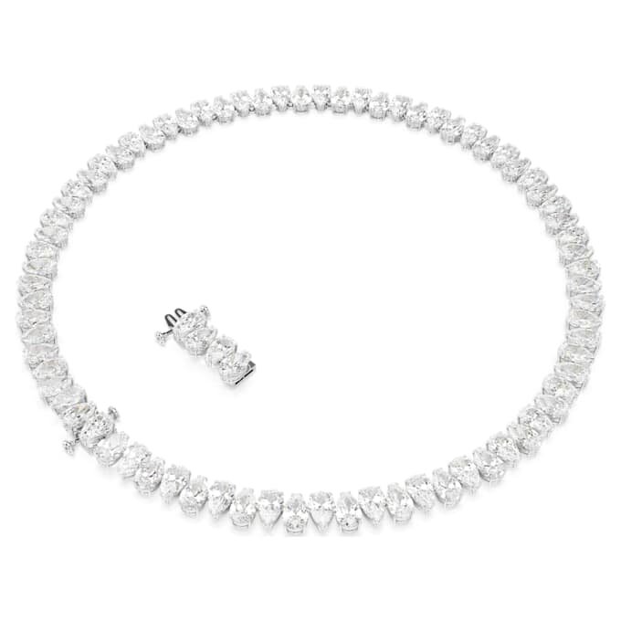Collar Matrix Tennis, corte de pera, blanco, chapado en rodio Collar Matrix Tennis, corte de pera, blanco, chapado en rodio