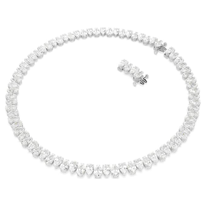 Collar Matrix Tennis, corte de pera, blanco, chapado en rodio Collar Matrix Tennis, corte de pera, blanco, chapado en rodio