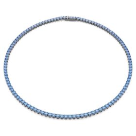 Collar Matrix Tennis, corte redondo, azul, chapado en rutenio