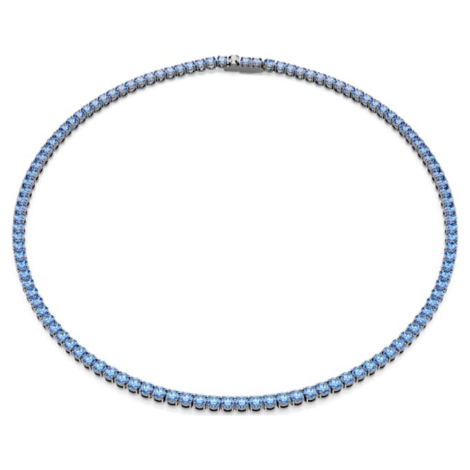 Collar Matrix Tennis, corte redondo, azul, chapado en rutenio Collar Matrix Tennis, corte redondo, azul, chapado en rutenio