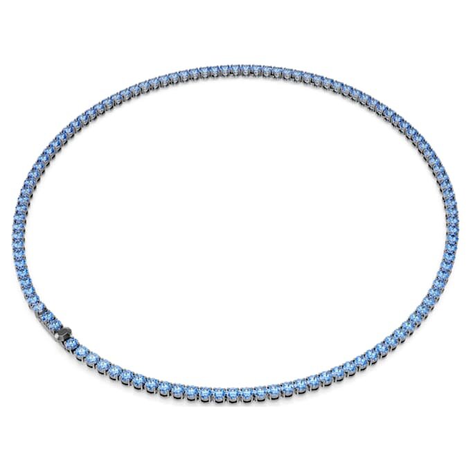 Collar Matrix Tennis, corte redondo, azul, chapado en rutenio Collar Matrix Tennis, corte redondo, azul, chapado en rutenio