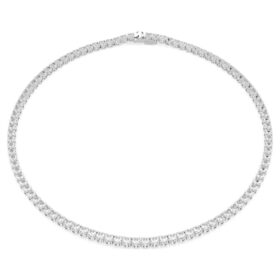 Collar Matrix Tennis, corte redondo, blanco, chapado en rodio