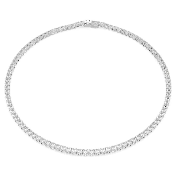Collar Matrix Tennis, corte redondo, blanco, chapado en rodio Collar Matrix Tennis, corte redondo, blanco, chapado en rodio