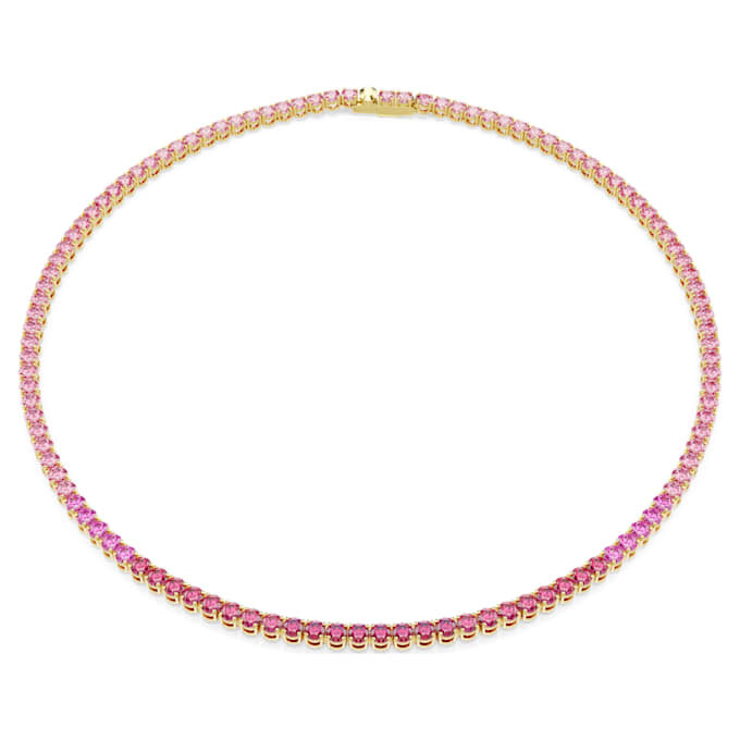 Collar Matrix Tennis, corte redondo, rosa, chapado en tono dorado Collar Matrix Tennis, corte redondo, rosa, chapado en tono dorado