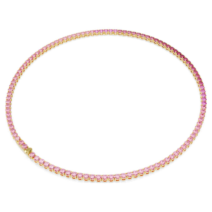Collar Matrix Tennis, corte redondo, rosa, chapado en tono dorado Collar Matrix Tennis, corte redondo, rosa, chapado en tono dorado