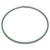 Collar Matrix Tennis, corte redondo, verde, chapado en rutenio Collar Matrix Tennis, corte redondo, verde, chapado en rutenio
