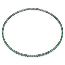 Collar Matrix Tennis, corte redondo, verde, chapado en rutenio