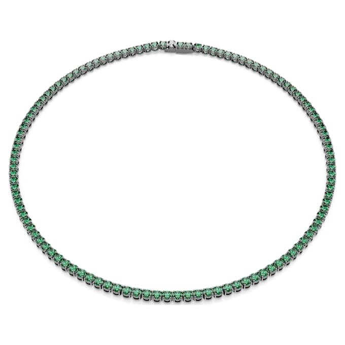 Collar Matrix Tennis, corte redondo, verde, chapado en rutenio Collar Matrix Tennis, corte redondo, verde, chapado en rutenio