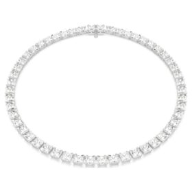 Collar Matrix Tennis de corte cuadrado, blanco, chapado en rodio