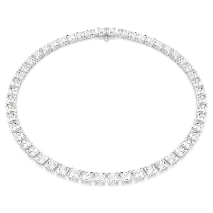 Collar Matrix Tennis de corte cuadrado, blanco, chapado en rodio Collar Matrix Tennis de corte cuadrado, blanco, chapado en rodio