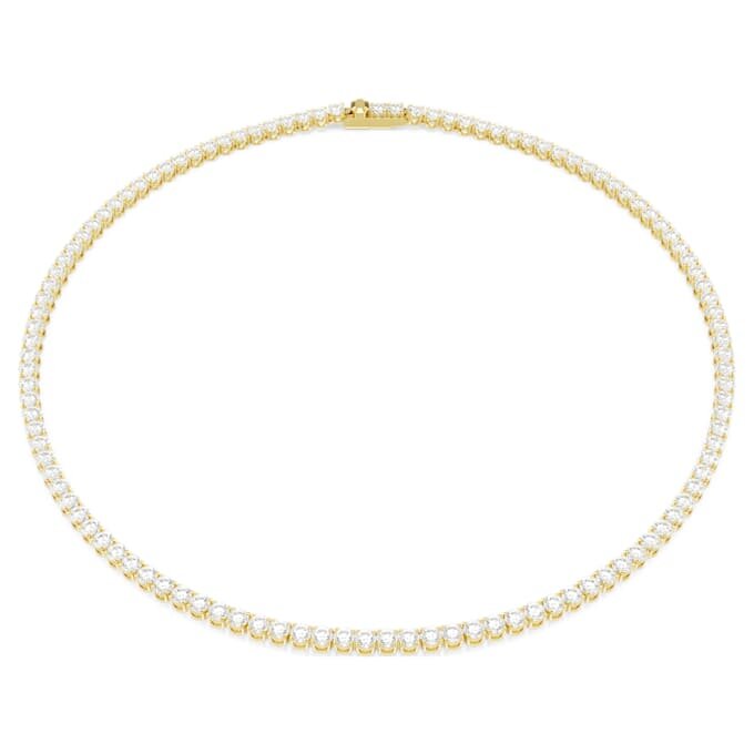 Collar Matrix Tennis de corte redondo, blanco, chapado en tono dorado Collar Matrix Tennis de corte redondo, blanco, chapado en tono dorado