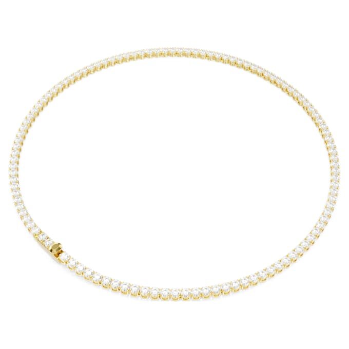 Collar Matrix Tennis de corte redondo, blanco, chapado en tono dorado Collar Matrix Tennis de corte redondo, blanco, chapado en tono dorado