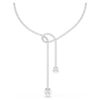 Collar Matrix Y con perlas de cristal, corte redondo, blanco, chapado en rodio Collar Matrix Y con perlas de cristal, corte redondo, blanco, chapado en rodio