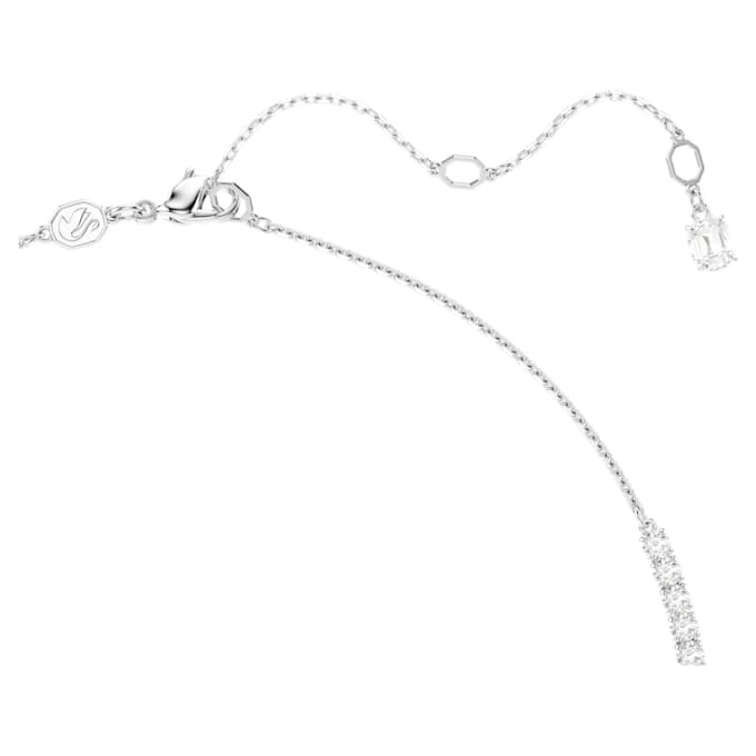 Collar Matrix Y con perlas de cristal, corte redondo, blanco, chapado en rodio Collar Matrix Y con perlas de cristal, corte redondo, blanco, chapado en rodio