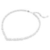 Collar Mesmera con cortes mixtos, blanco, chapado en rodio