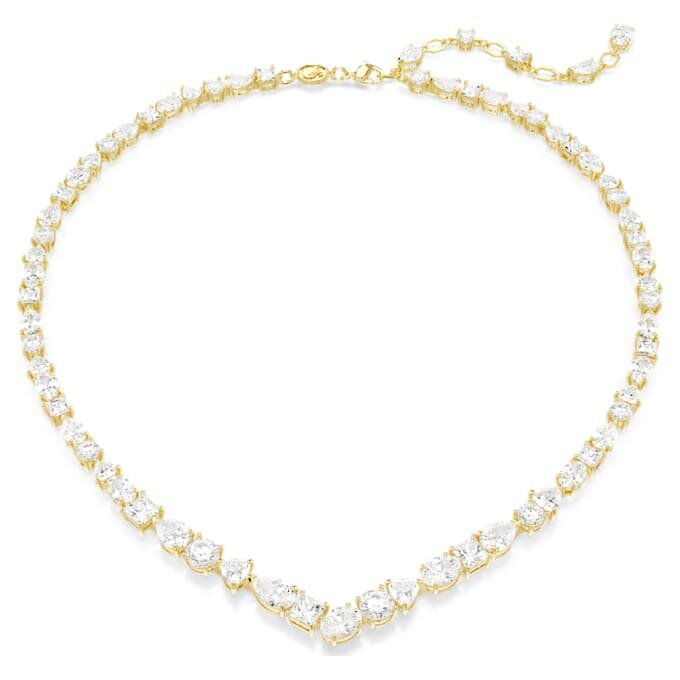 Collar Mesmera con cortes mixtos, blanco, chapado en tono dorado Collar Mesmera con cortes mixtos, blanco, chapado en tono dorado