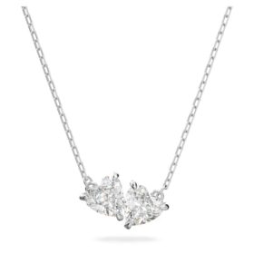 Collar Mesmera con forma de corazón, blanco, chapado en rodio