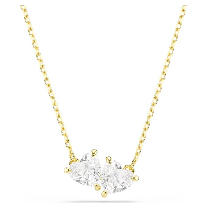 Collar Mesmera con forma de corazón, blanco, chapado en tono dorado Collar Mesmera con forma de corazón, blanco, chapado en tono dorado